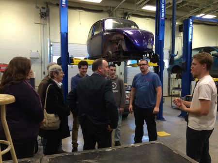 PSO Secondary teacher Chris Leflufy and five of his auto mechanics students shared their recent projects with the Minister. This was also a chance to tour the Minster through our new auto shop at PSO. 